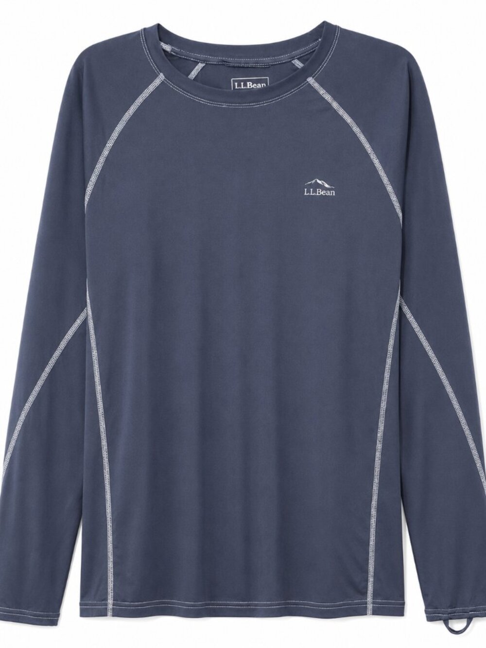 L.L.Bean Men's Large Performance Long Sleeve Base Layer Shirt Navy Thumb Loops